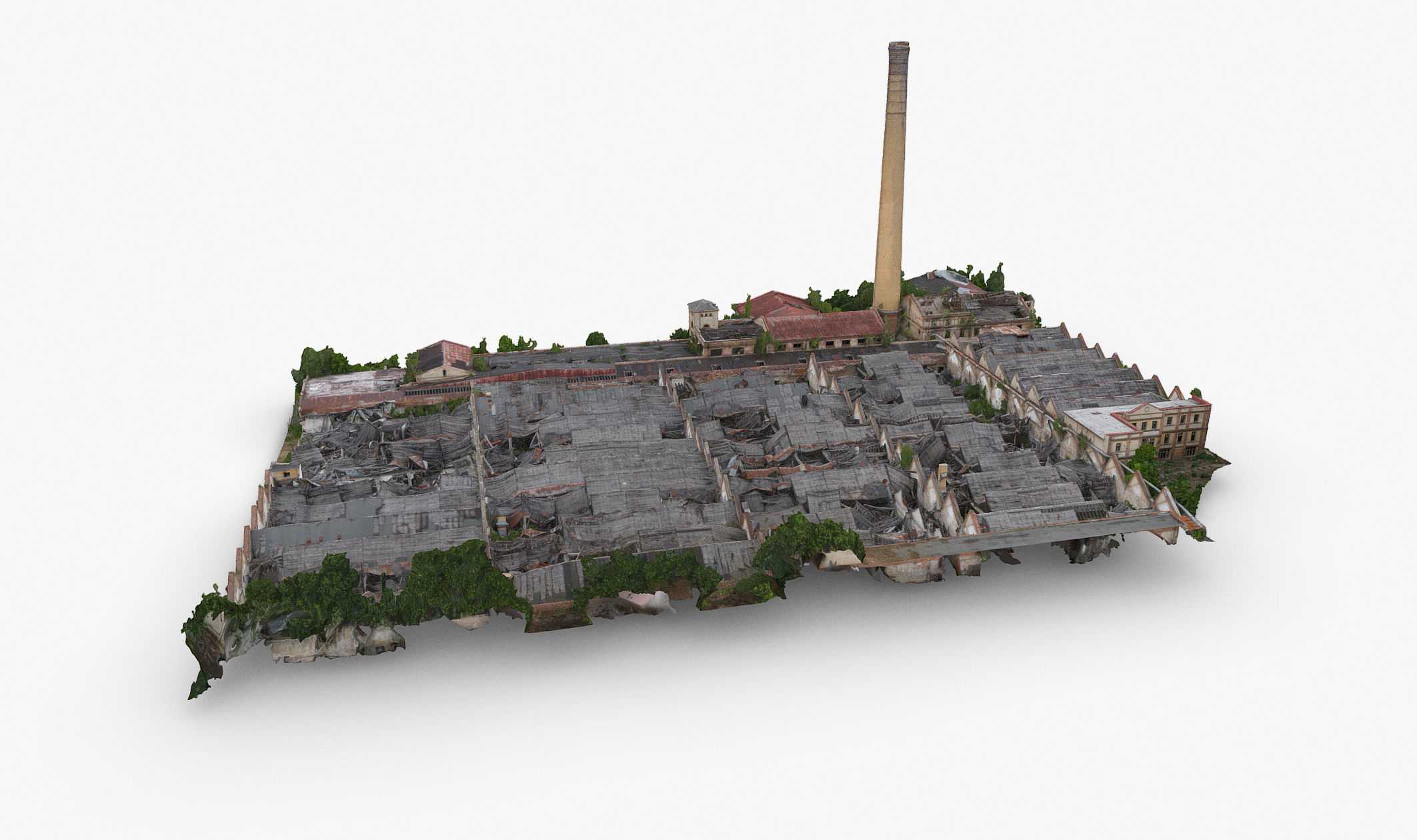 Textile factory ruin 3D model_1