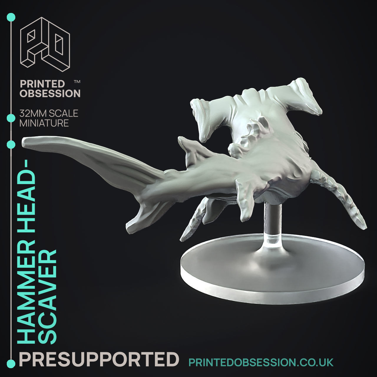 HammerHead Scaver - 3D Printable TTRPG - PRESUPPORTED - 32mm 3D print model_8