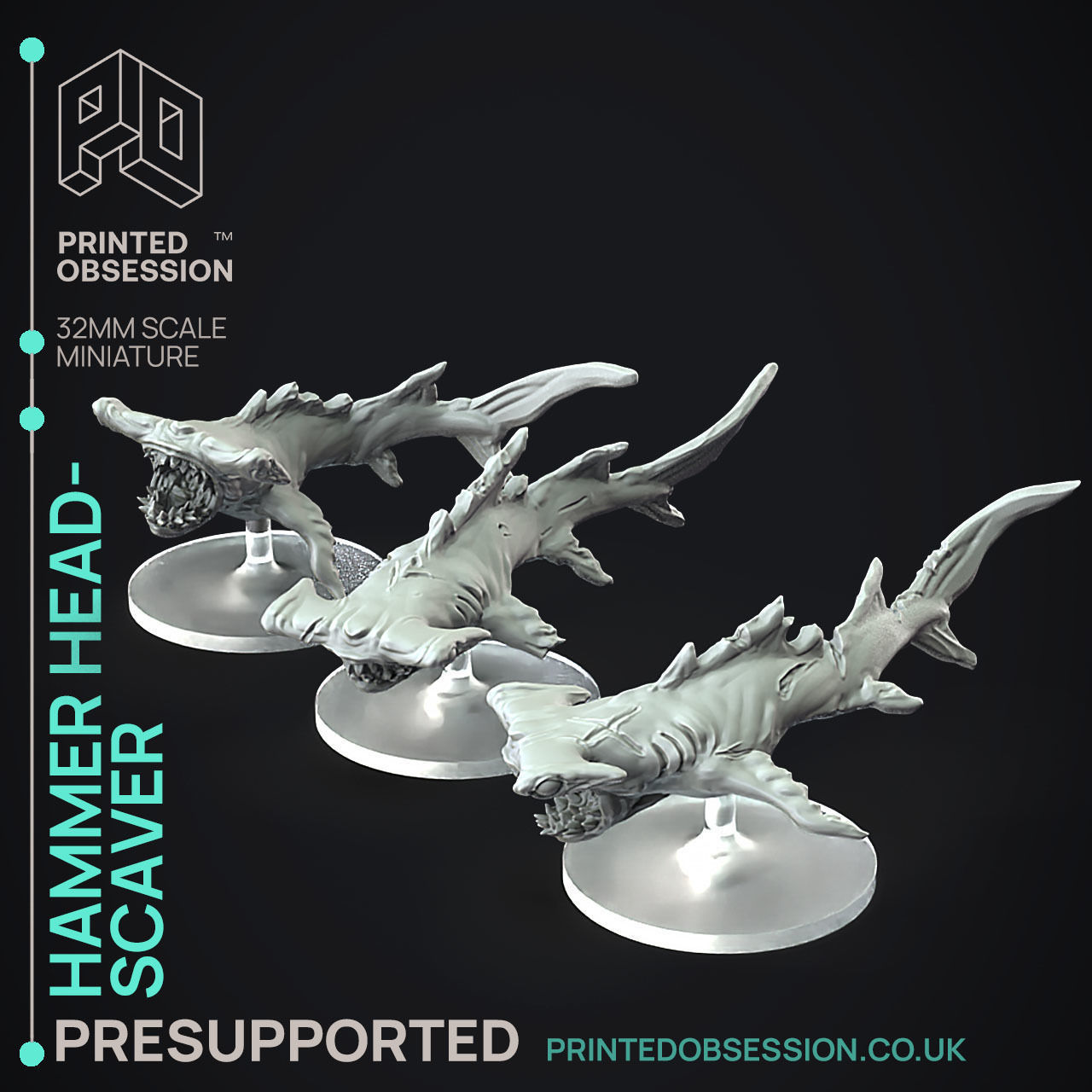 HammerHead Scaver - 3D Printable TTRPG - PRESUPPORTED - 32mm 3D print model_1