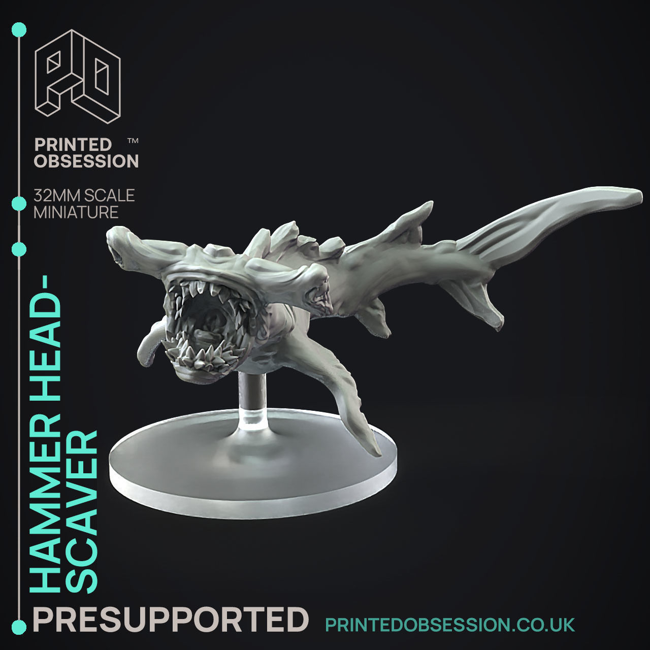 HammerHead Scaver - 3D Printable TTRPG - PRESUPPORTED - 32mm 3D print model_10