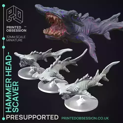 HammerHead Scaver - 3D Printable TTRPG - PRESUPPORTED - 32mm