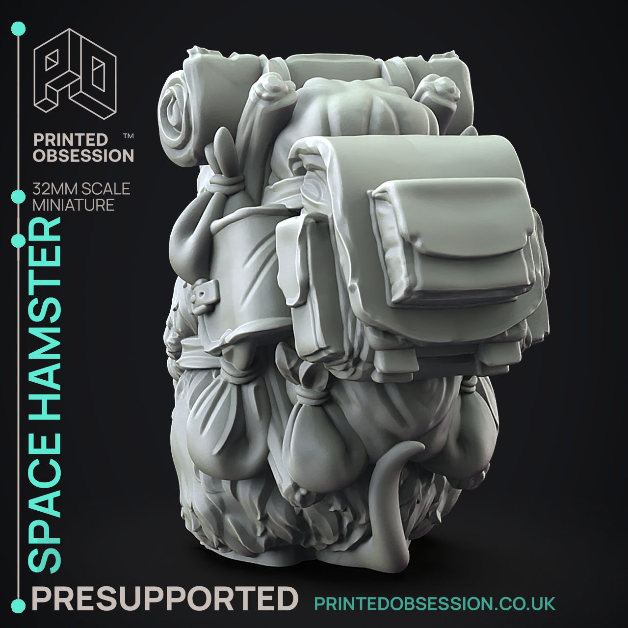 Space Hamster - 3D Printable TTRPG - PRESUPPORTED - 32mm 3D print model_5