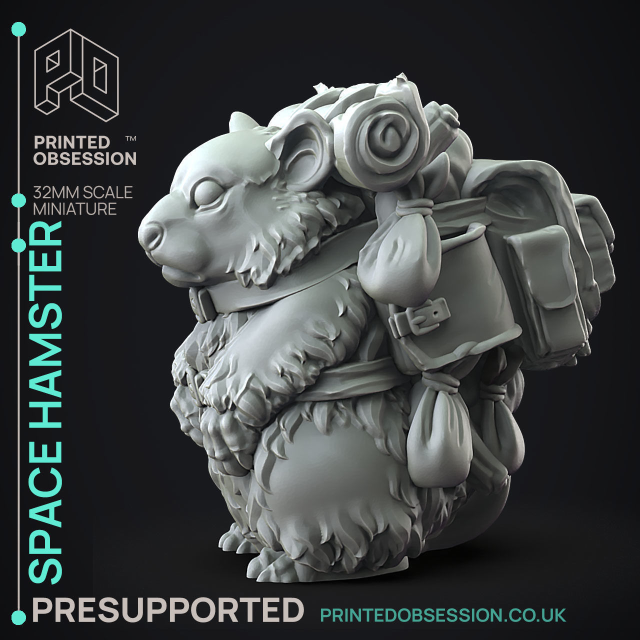 Space Hamster - 3D Printable TTRPG - PRESUPPORTED - 32mm 3D print model_8