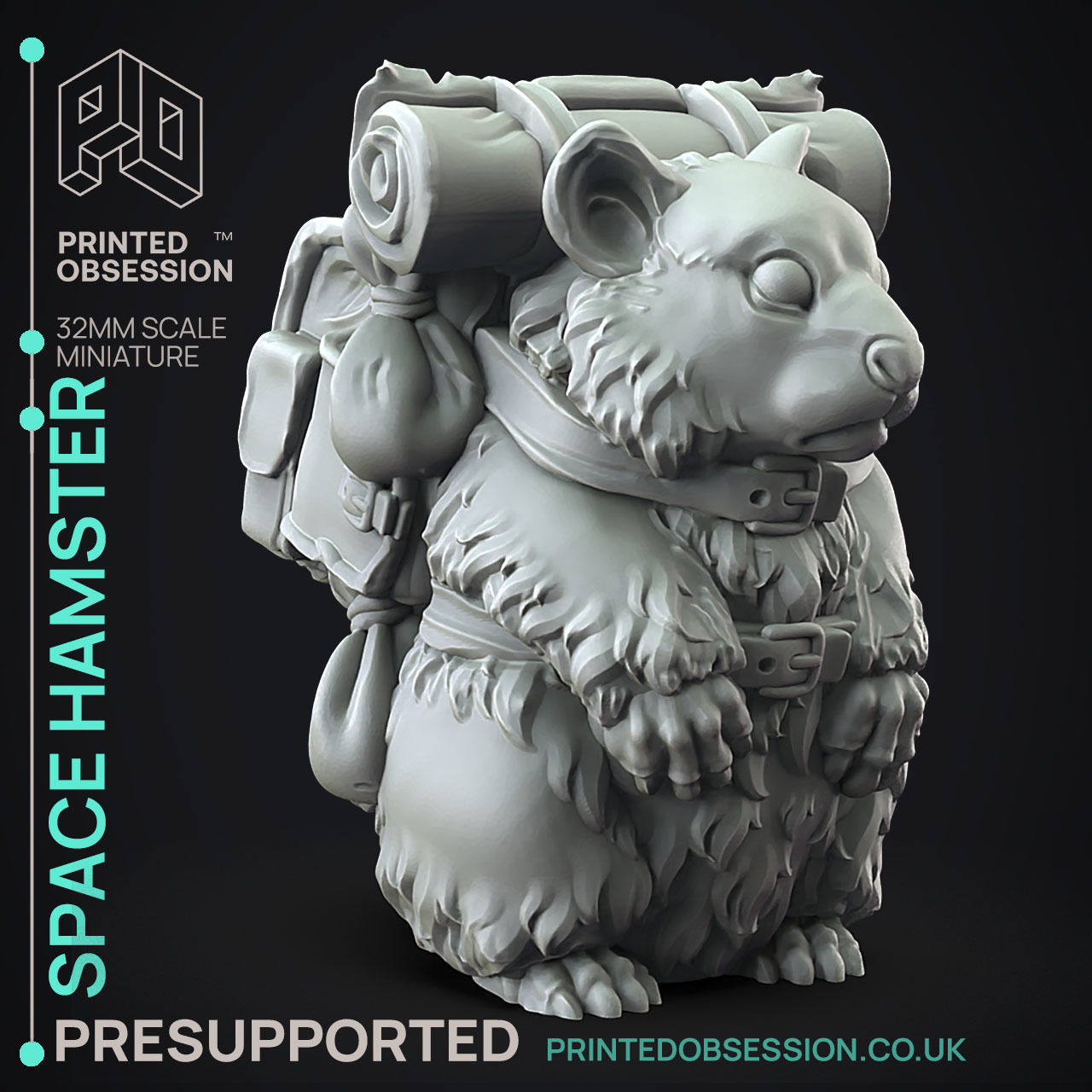 Space Hamster - 3D Printable TTRPG - PRESUPPORTED - 32mm 3D print model_1