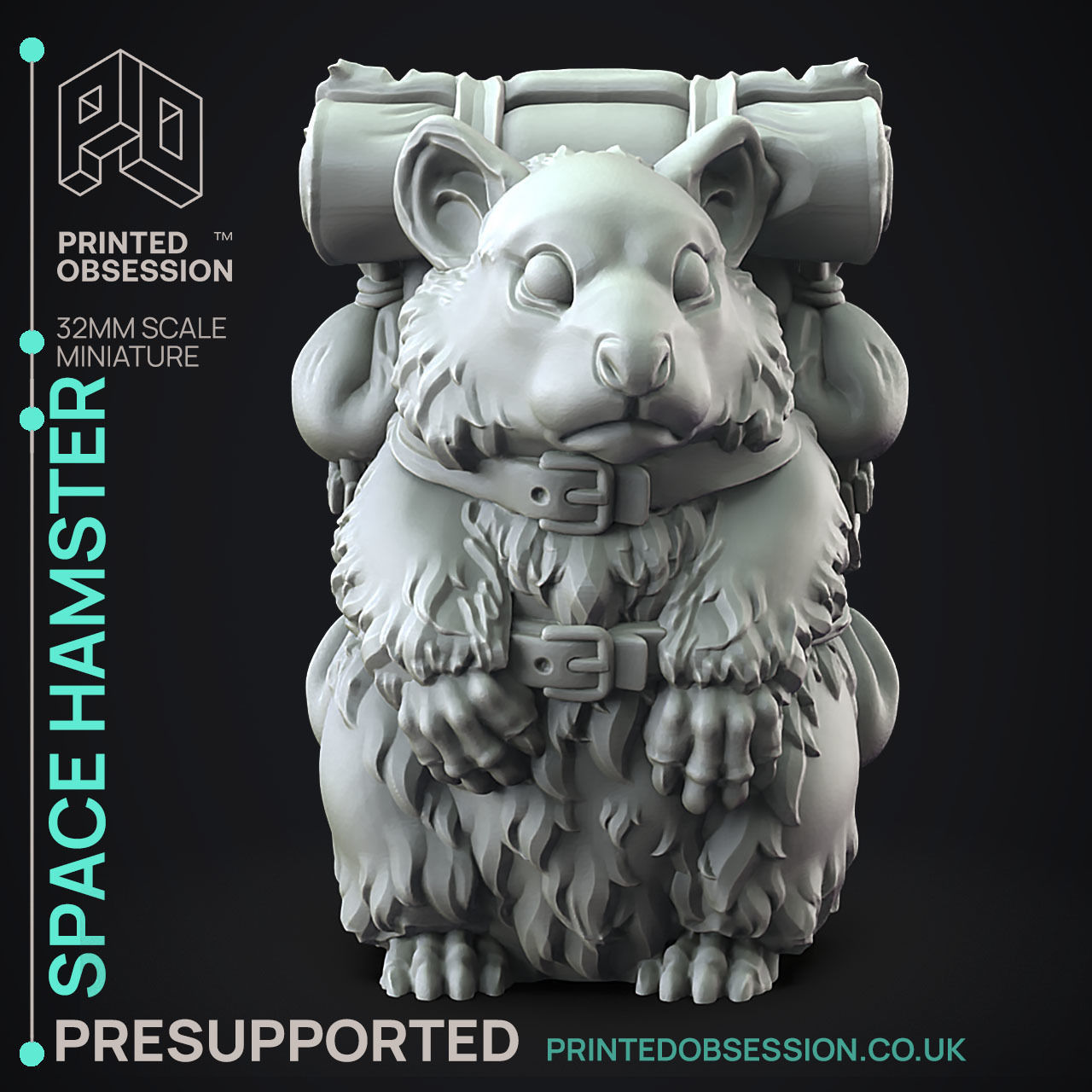 Space Hamster - 3D Printable TTRPG - PRESUPPORTED - 32mm 3D print model_7