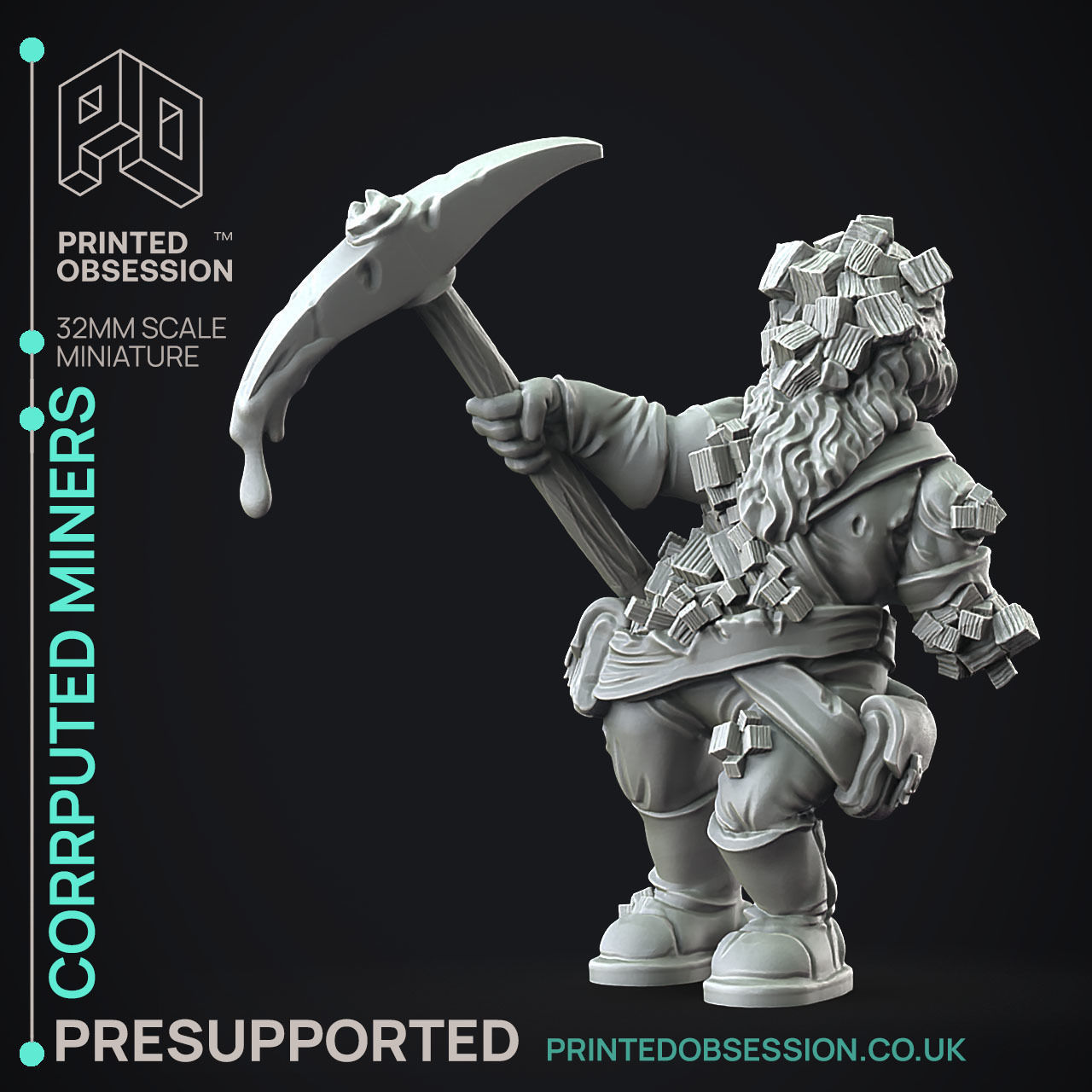 Corrupted Miners - 3D Printable TTRPG - PRESUPPORTED - 32mm 3D print model_4