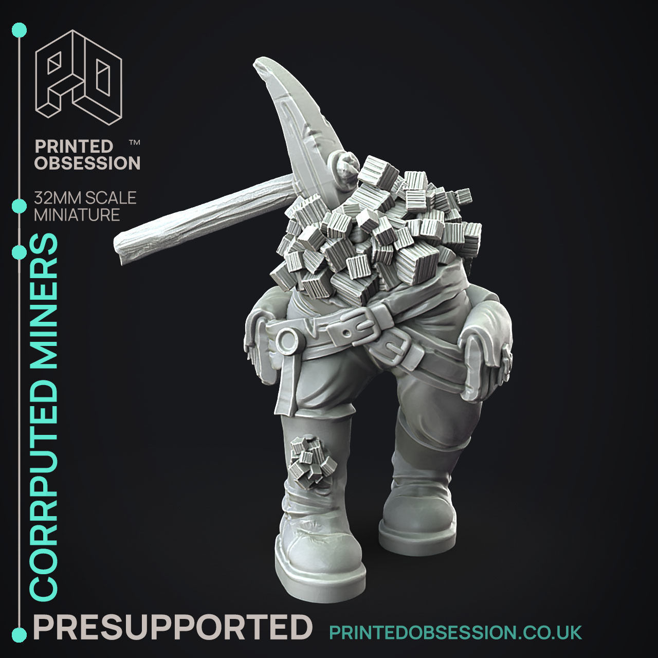 Corrupted Miners - 3D Printable TTRPG - PRESUPPORTED - 32mm 3D print model_11