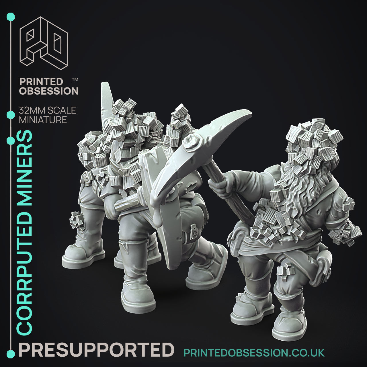 Corrupted Miners - 3D Printable TTRPG - PRESUPPORTED - 32mm 3D print model_7
