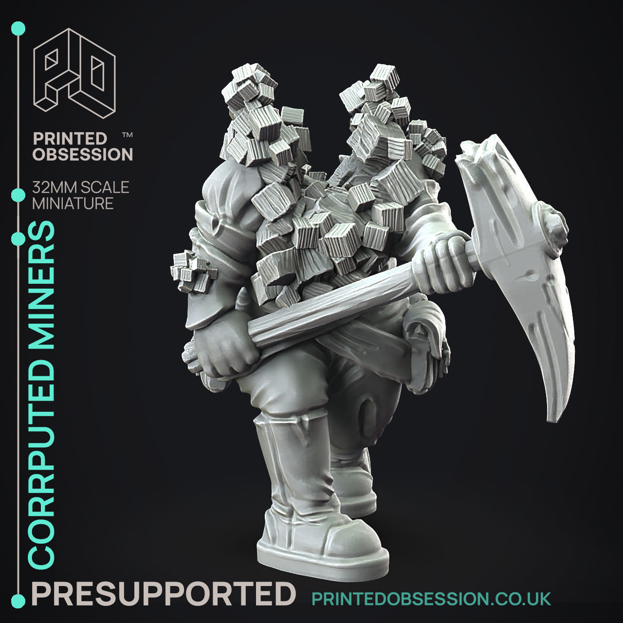Corrupted Miners - 3D Printable TTRPG - PRESUPPORTED - 32mm 3D print model_12