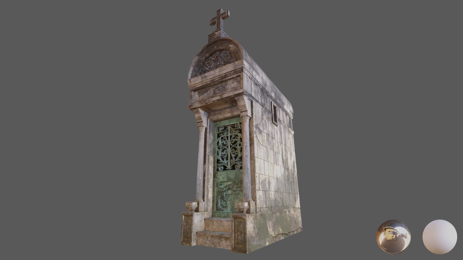 Cemetery Mausoleum 04 type 1 Low-poly 3D model_9