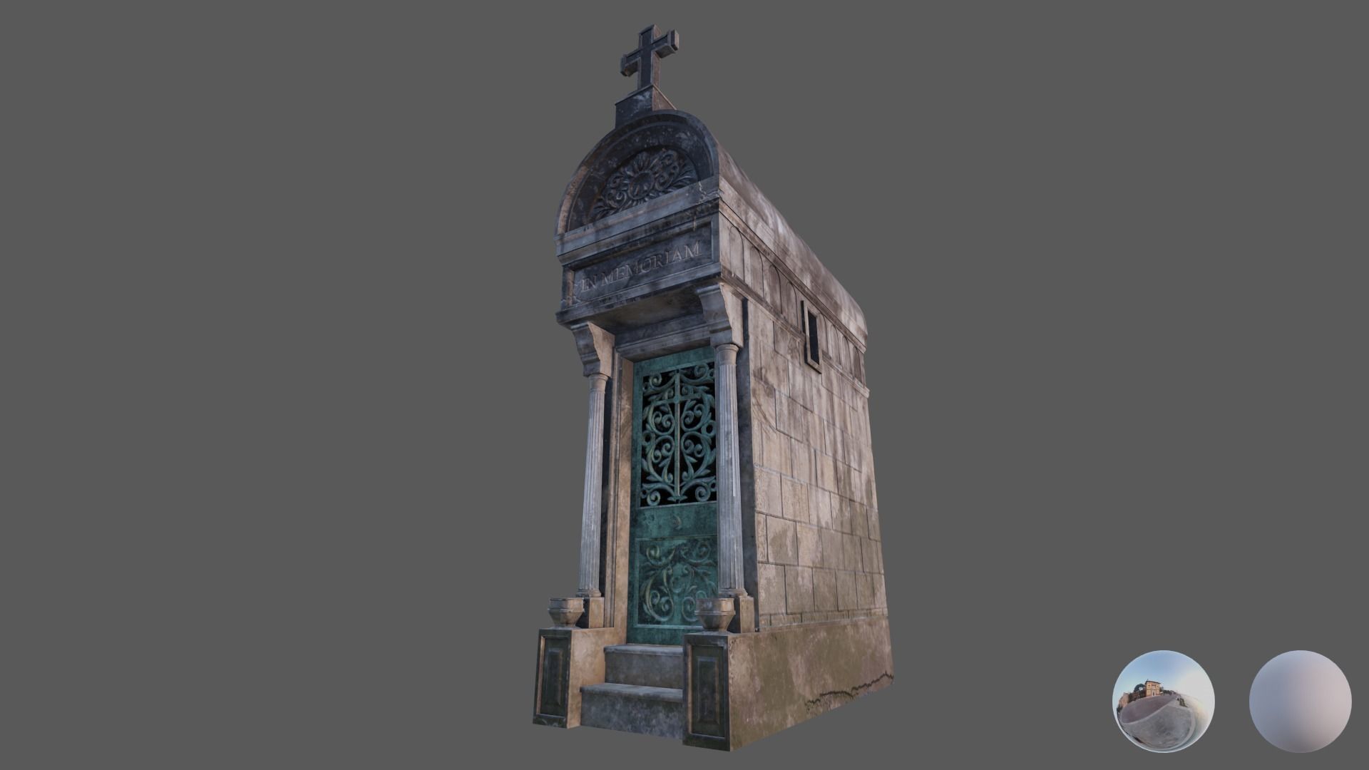 Cemetery Mausoleum 04 type 1 Low-poly 3D model_12