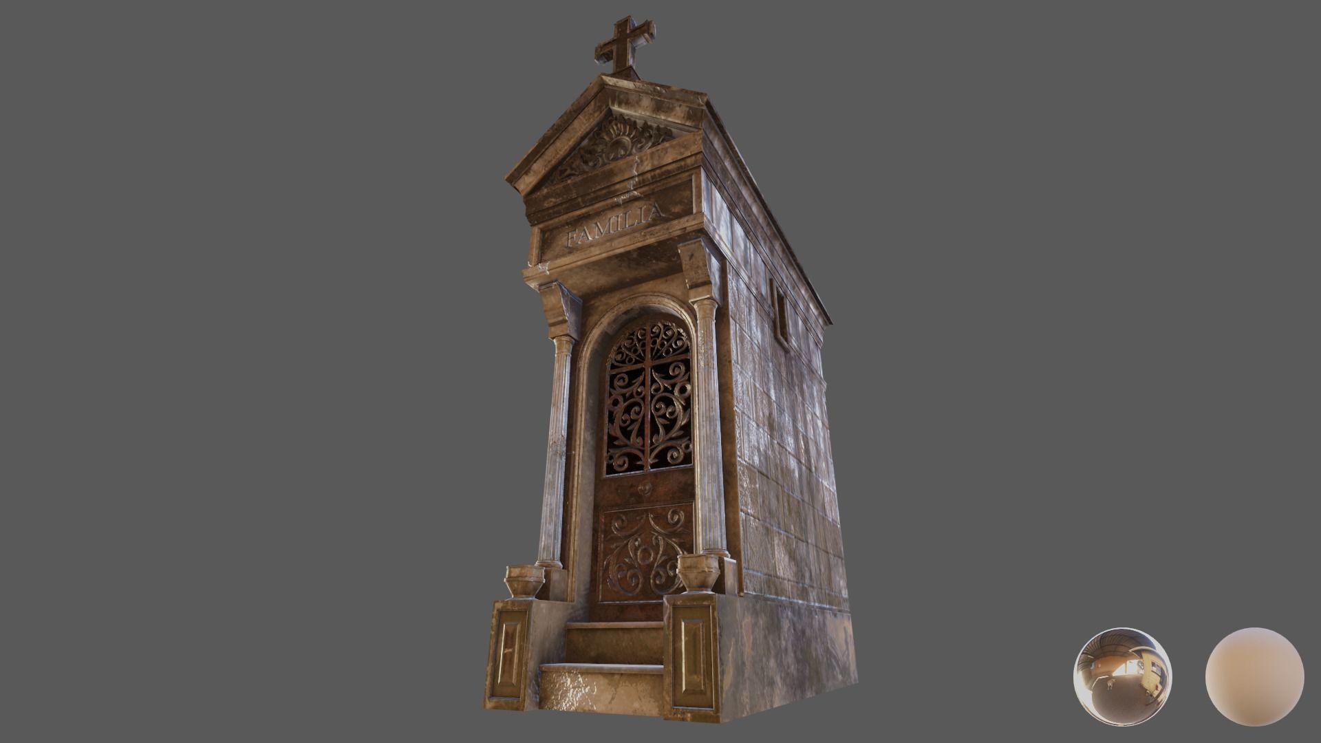 Cemetery Mausoleum 04 type 2 Low-poly 3D model_9