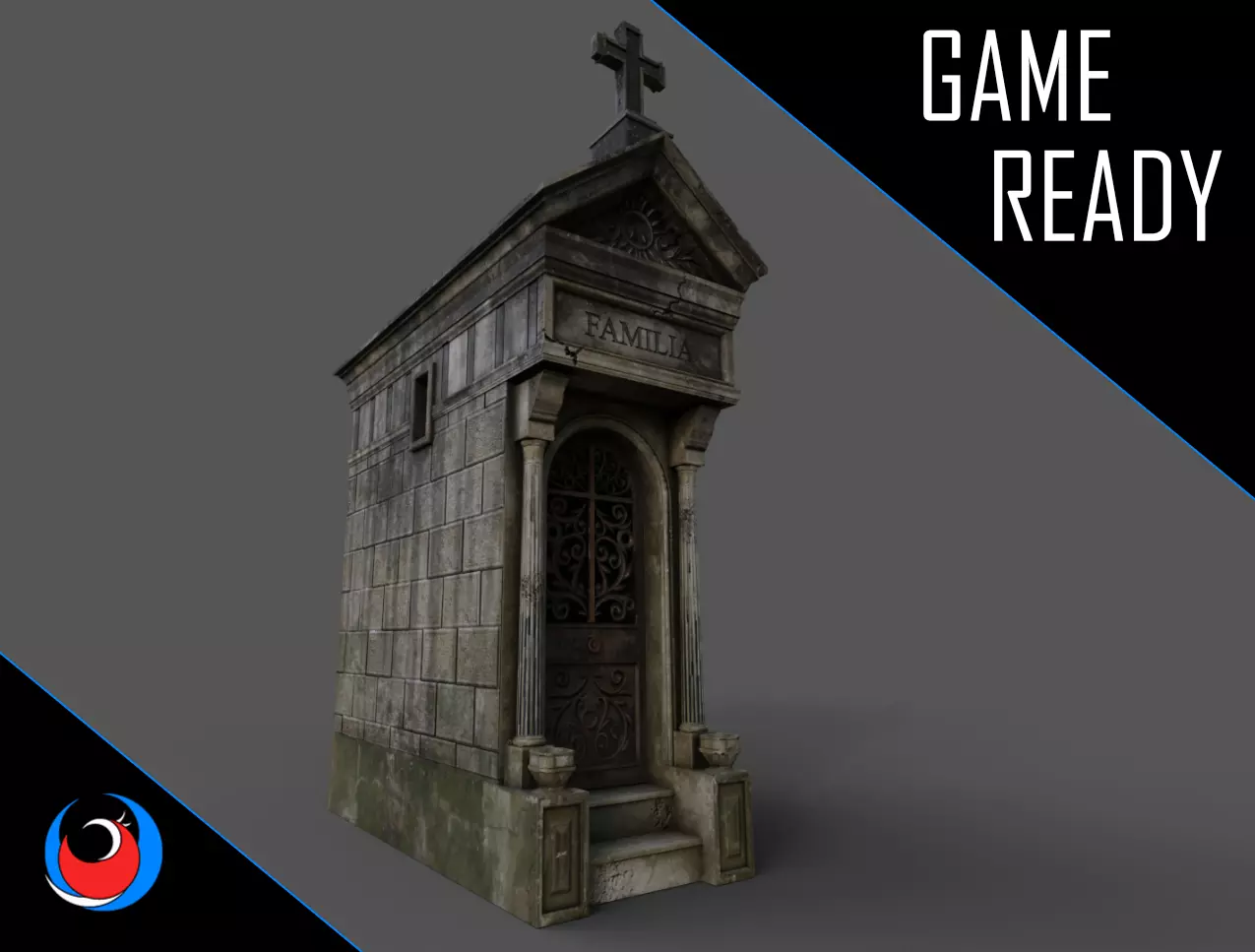 Cemetery Mausoleum 04 type 2 Low-poly 3D model_0
