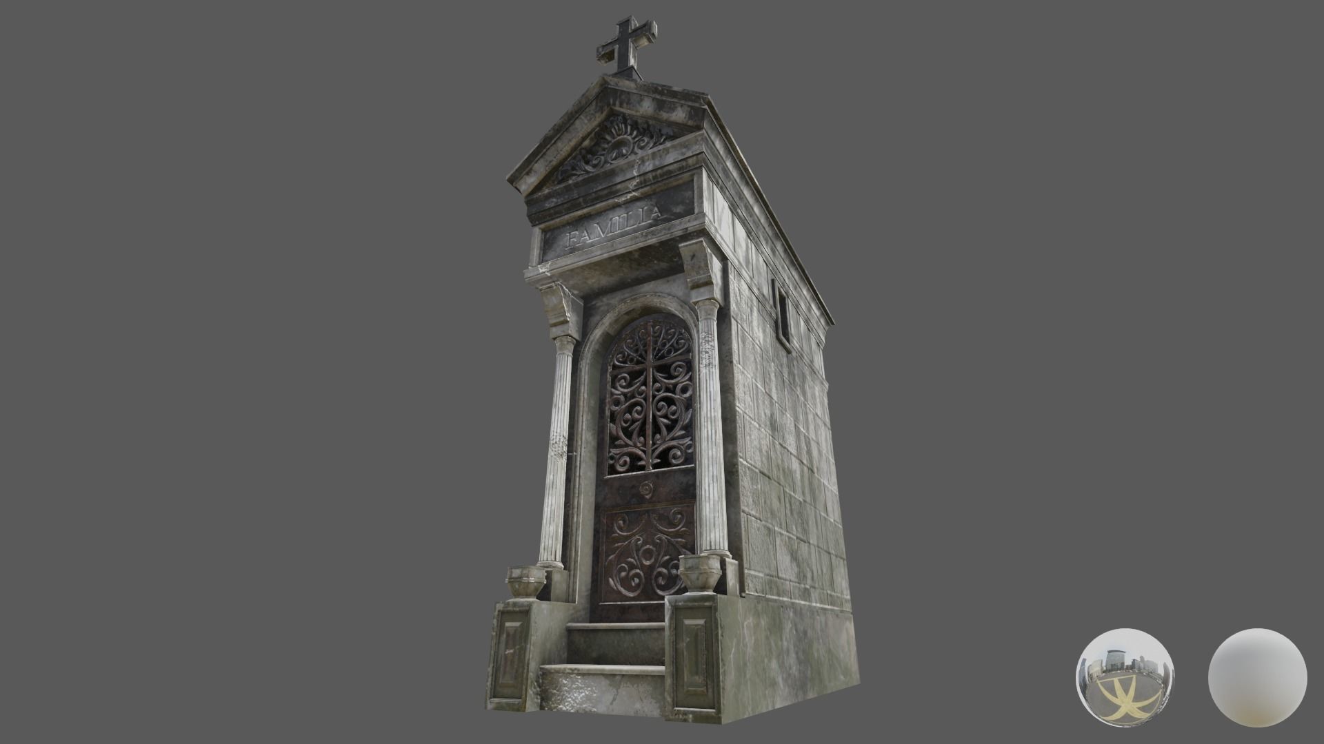 Cemetery Mausoleum 04 type 2 Low-poly 3D model_8