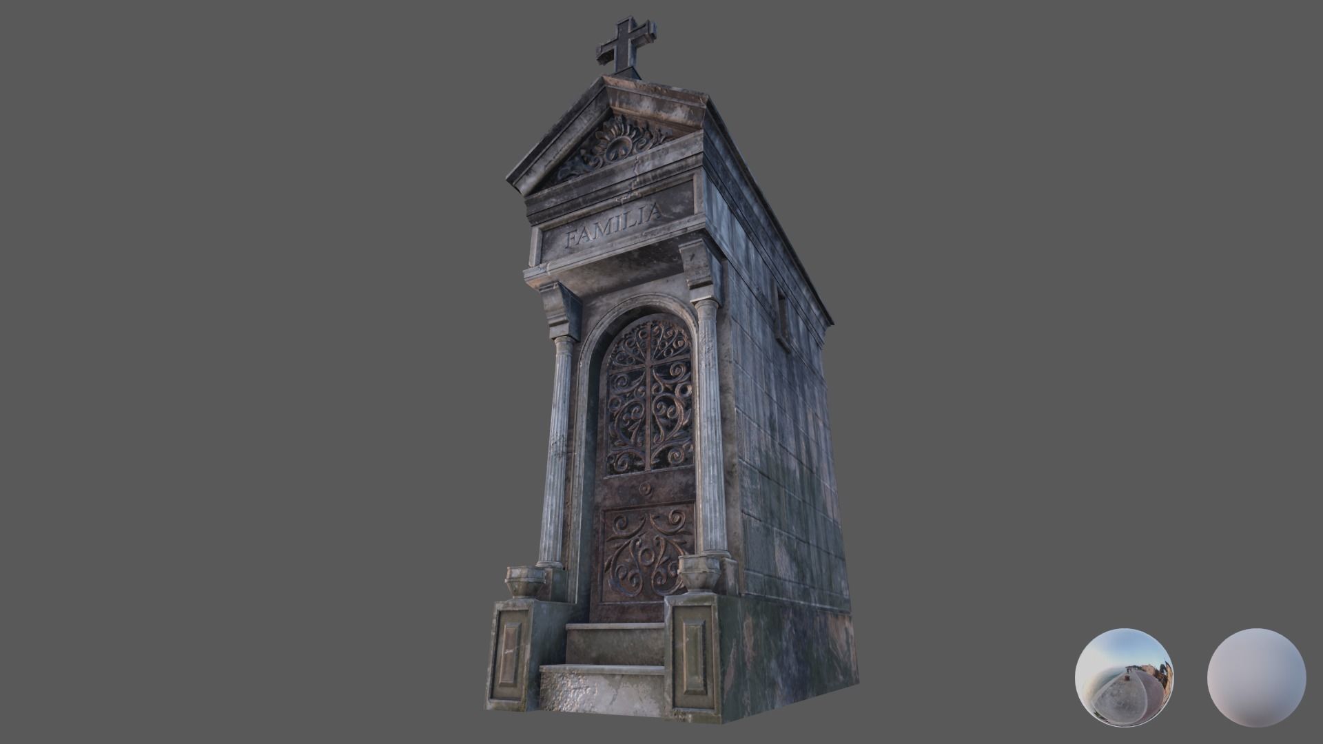 Cemetery Mausoleum 04 type 2 Low-poly 3D model_13