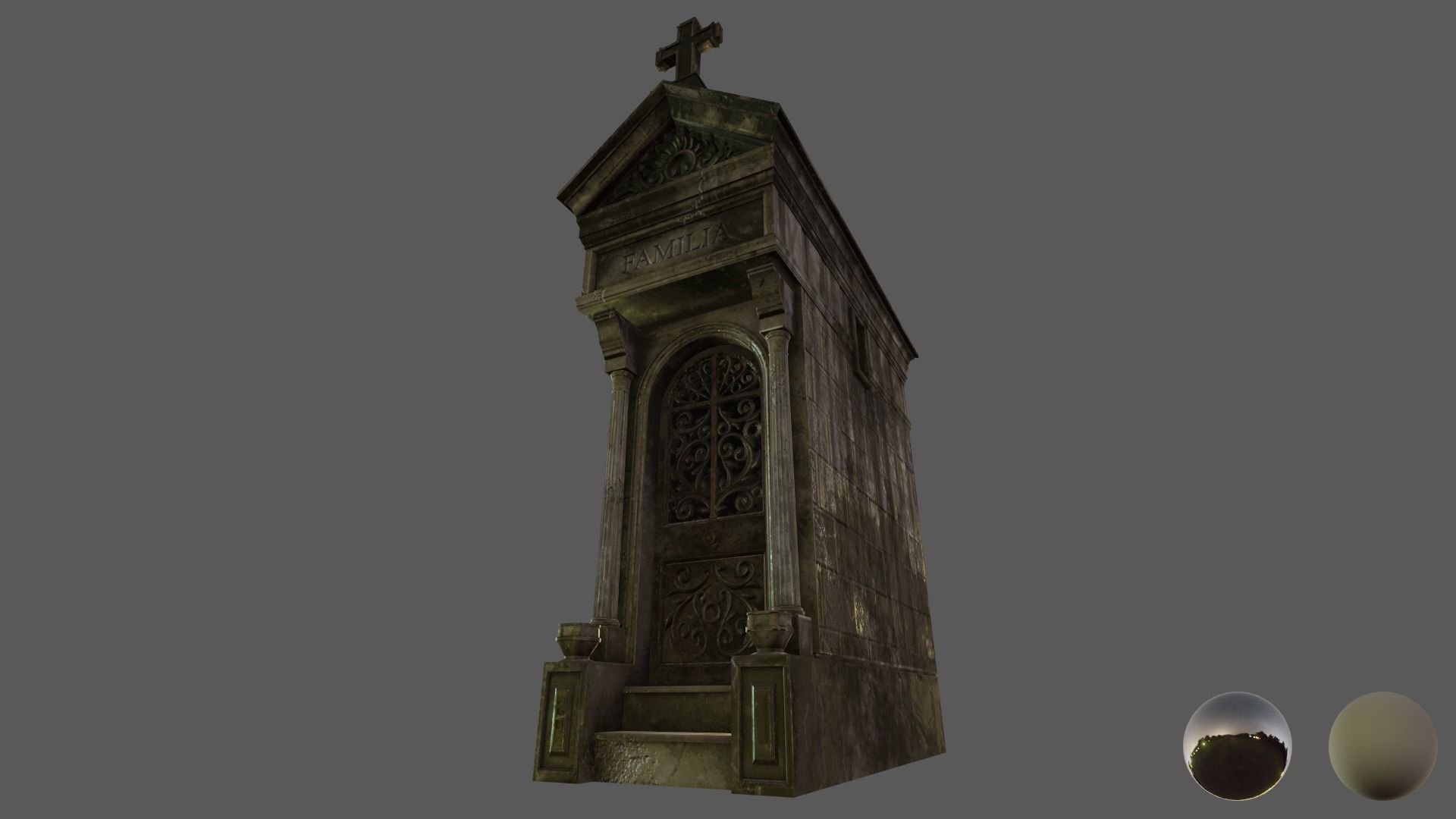 Cemetery Mausoleum 04 type 2 Low-poly 3D model_14