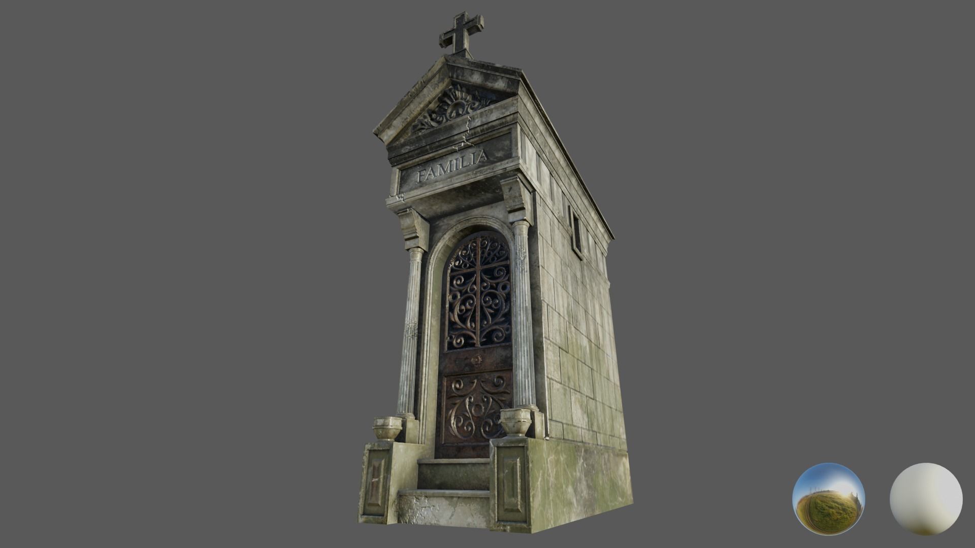 Cemetery Mausoleum 04 type 2 Low-poly 3D model_12