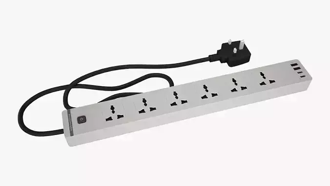 6-Way Extension Lead 3D model