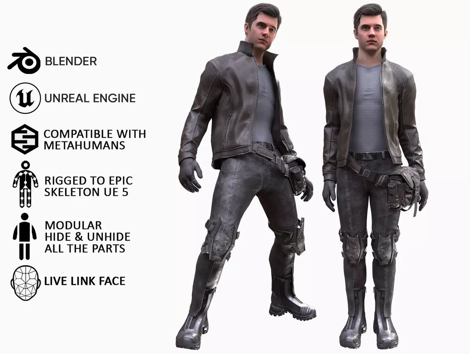 Man - Cyber Outfit - Modular - Rigged Low-poly 3D model_0