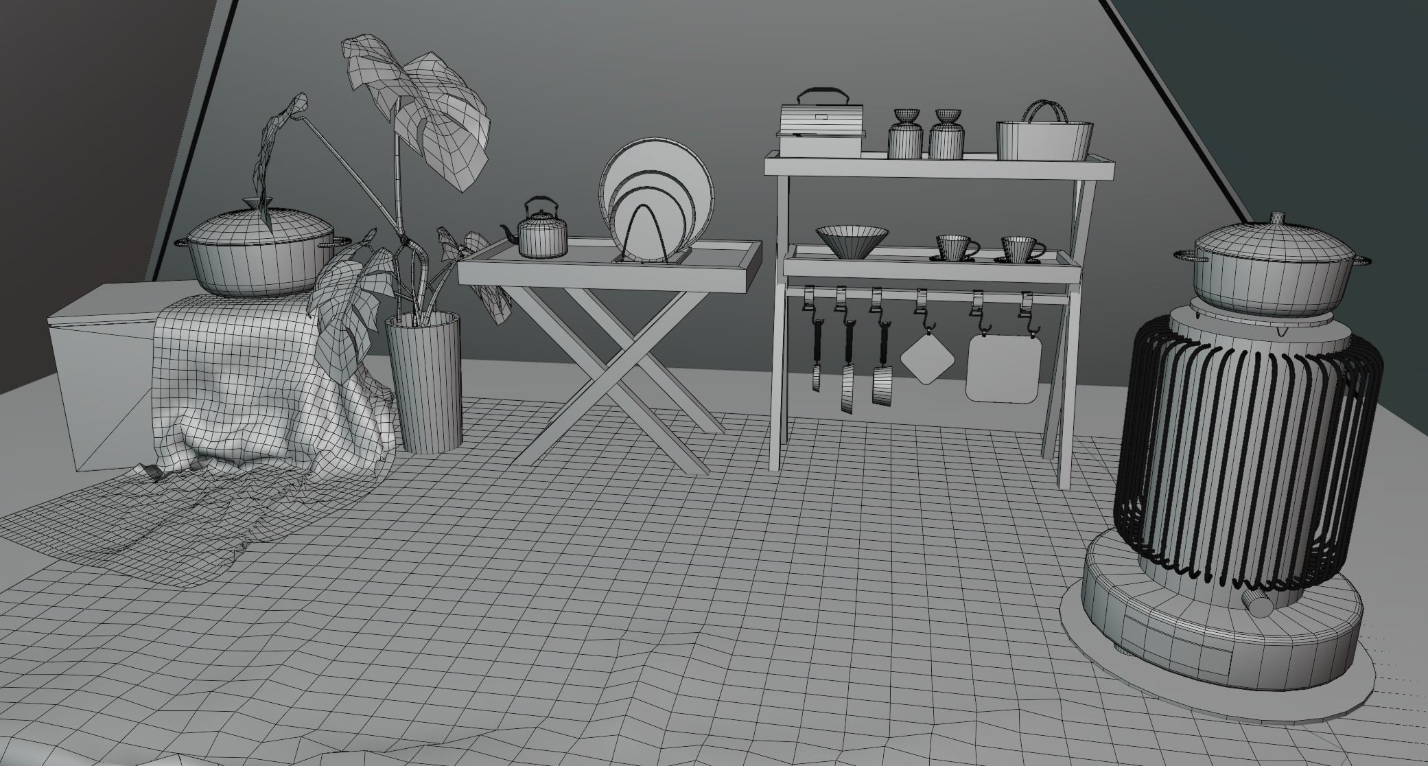 Tent camp outdoor campsite 3D model_10