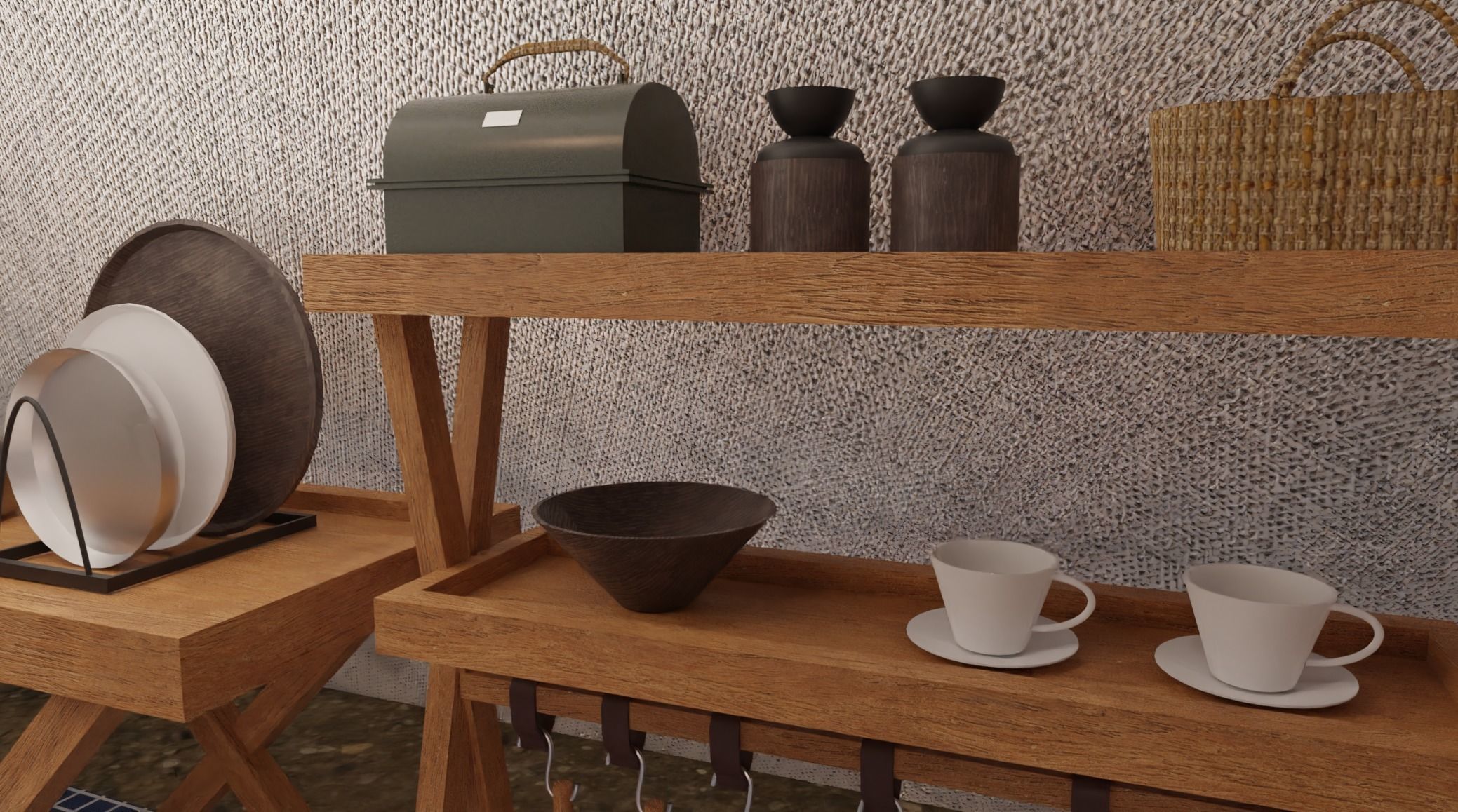 Tent camp outdoor campsite 3D model_8