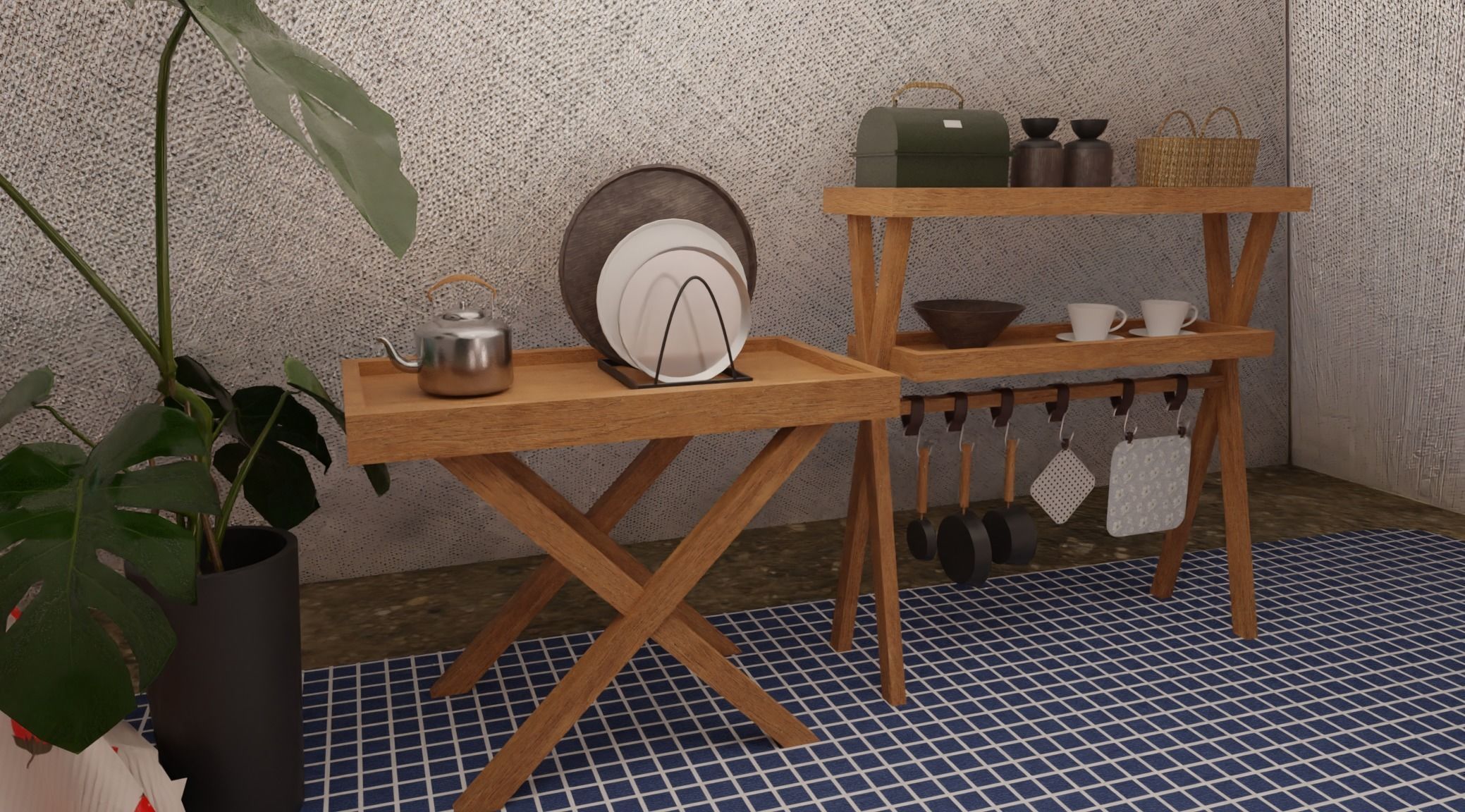 Tent camp outdoor campsite 3D model_6