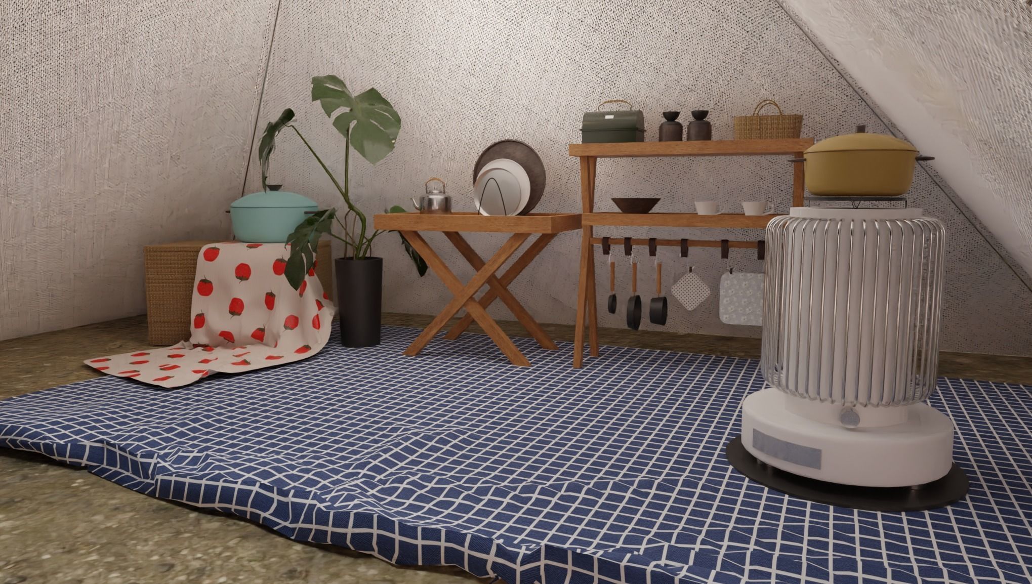 Tent camp outdoor campsite 3D model_7