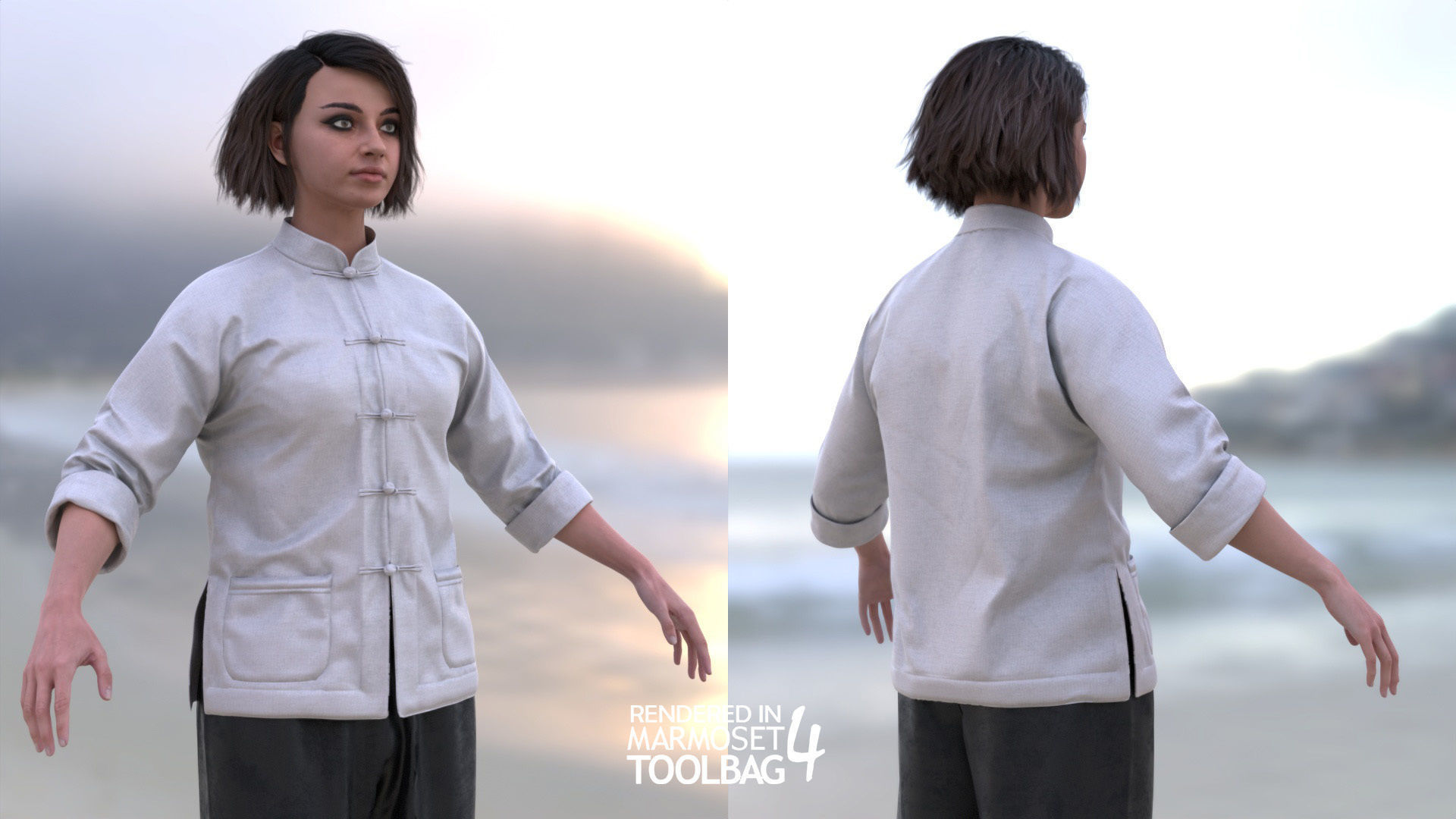 Woman - Martial Uniform 6 - Modular - Rigged Low-poly 3D model_4
