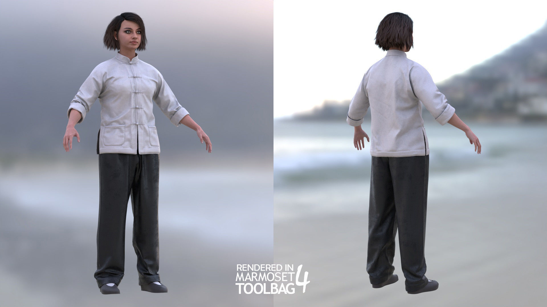 Woman - Martial Uniform 6 - Modular - Rigged Low-poly 3D model_8