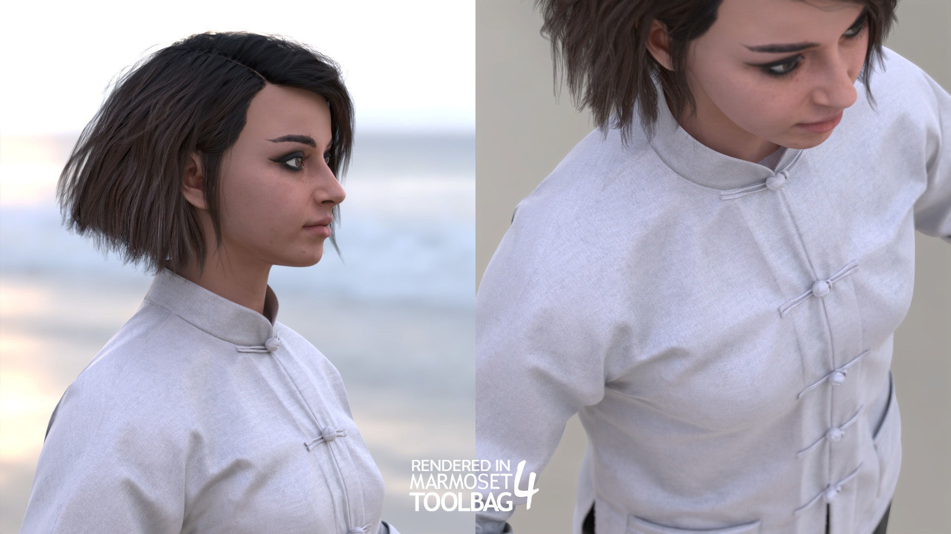 Woman - Martial Uniform 6 - Modular - Rigged Low-poly 3D model_10