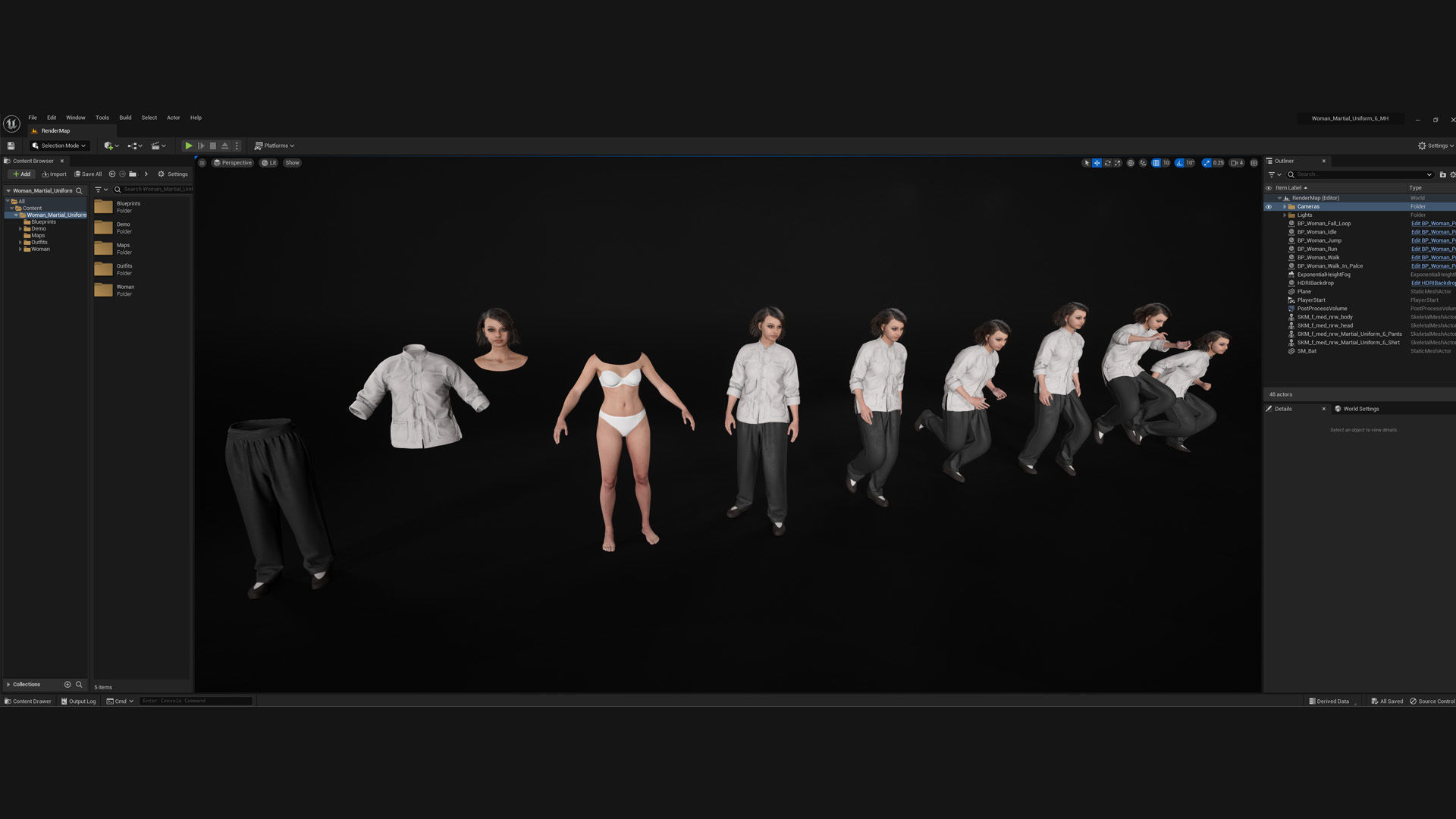 Woman - Martial Uniform 6 - Modular - Rigged Low-poly 3D model_5