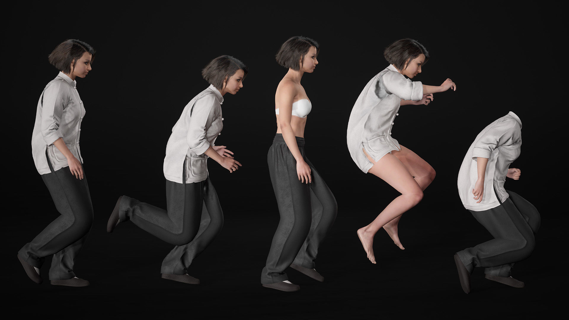 Woman - Martial Uniform 6 - Modular - Rigged Low-poly 3D model_18