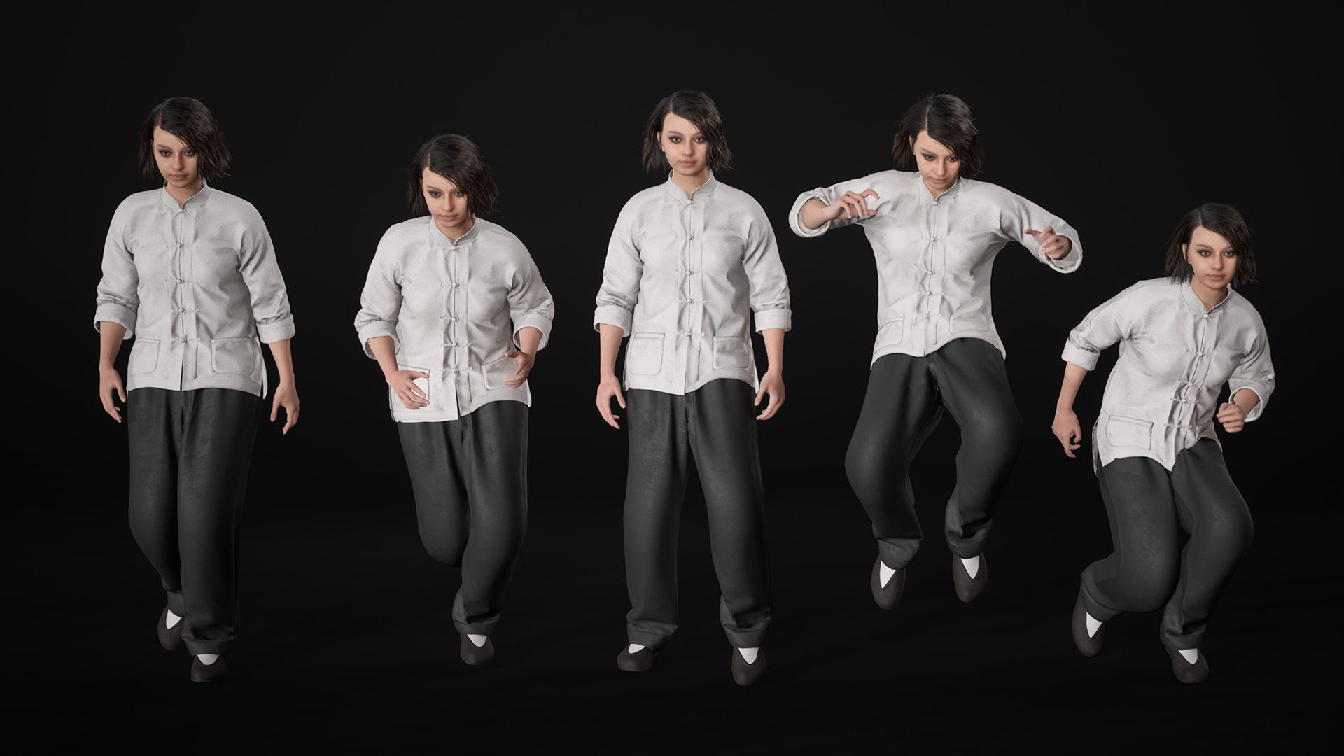 Woman - Martial Uniform 6 - Modular - Rigged Low-poly 3D model_15