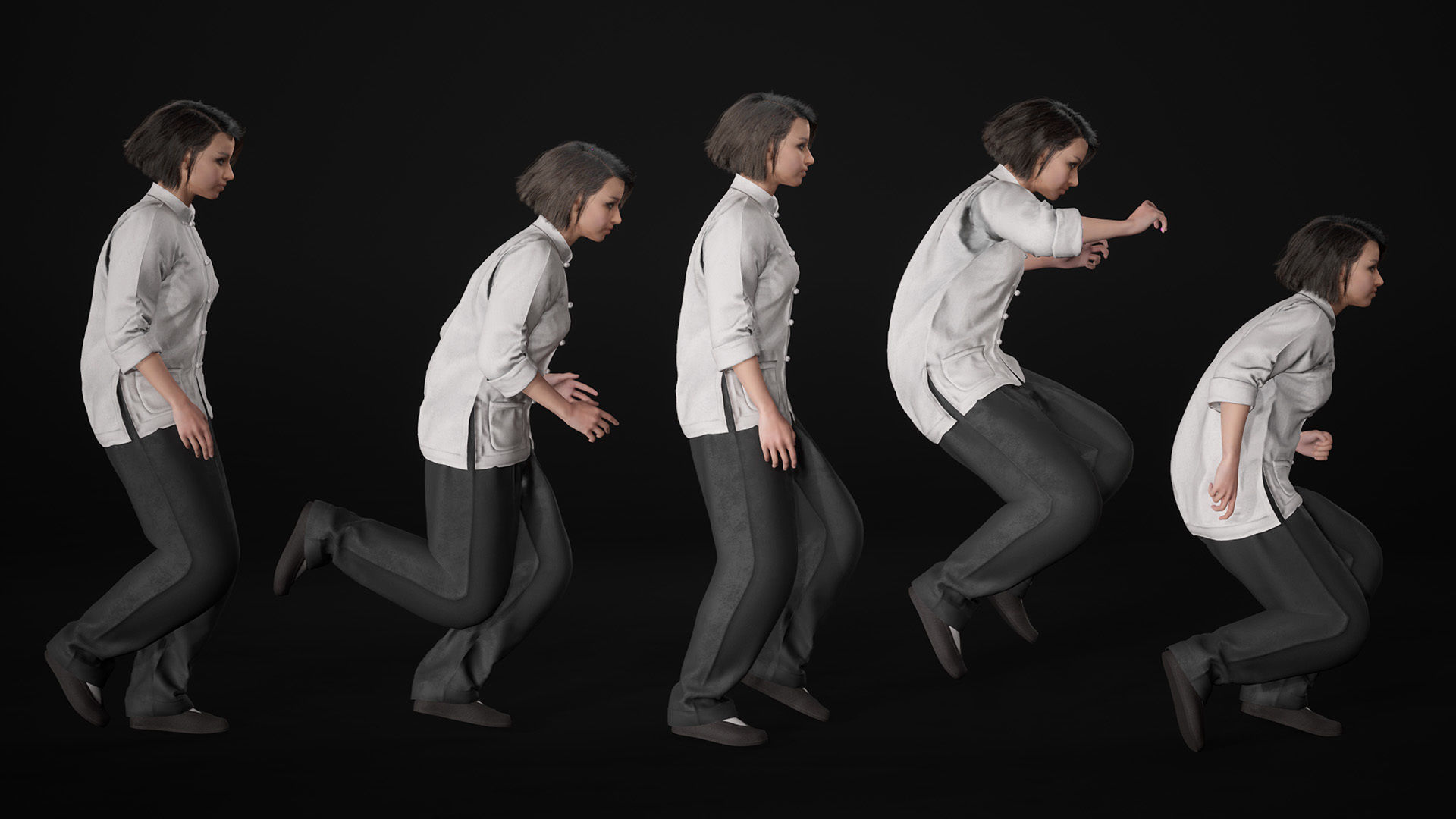 Woman - Martial Uniform 6 - Modular - Rigged Low-poly 3D model_16