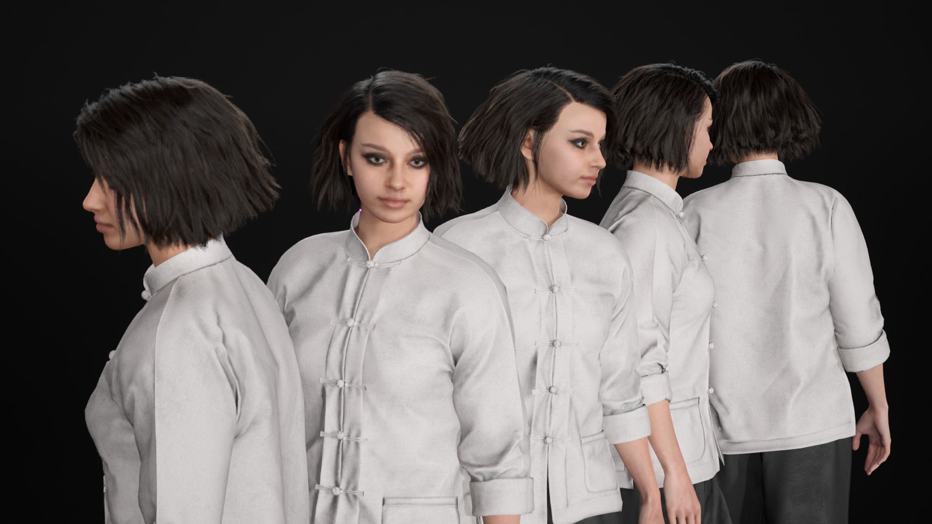 Woman - Martial Uniform 6 - Modular - Rigged Low-poly 3D model_22