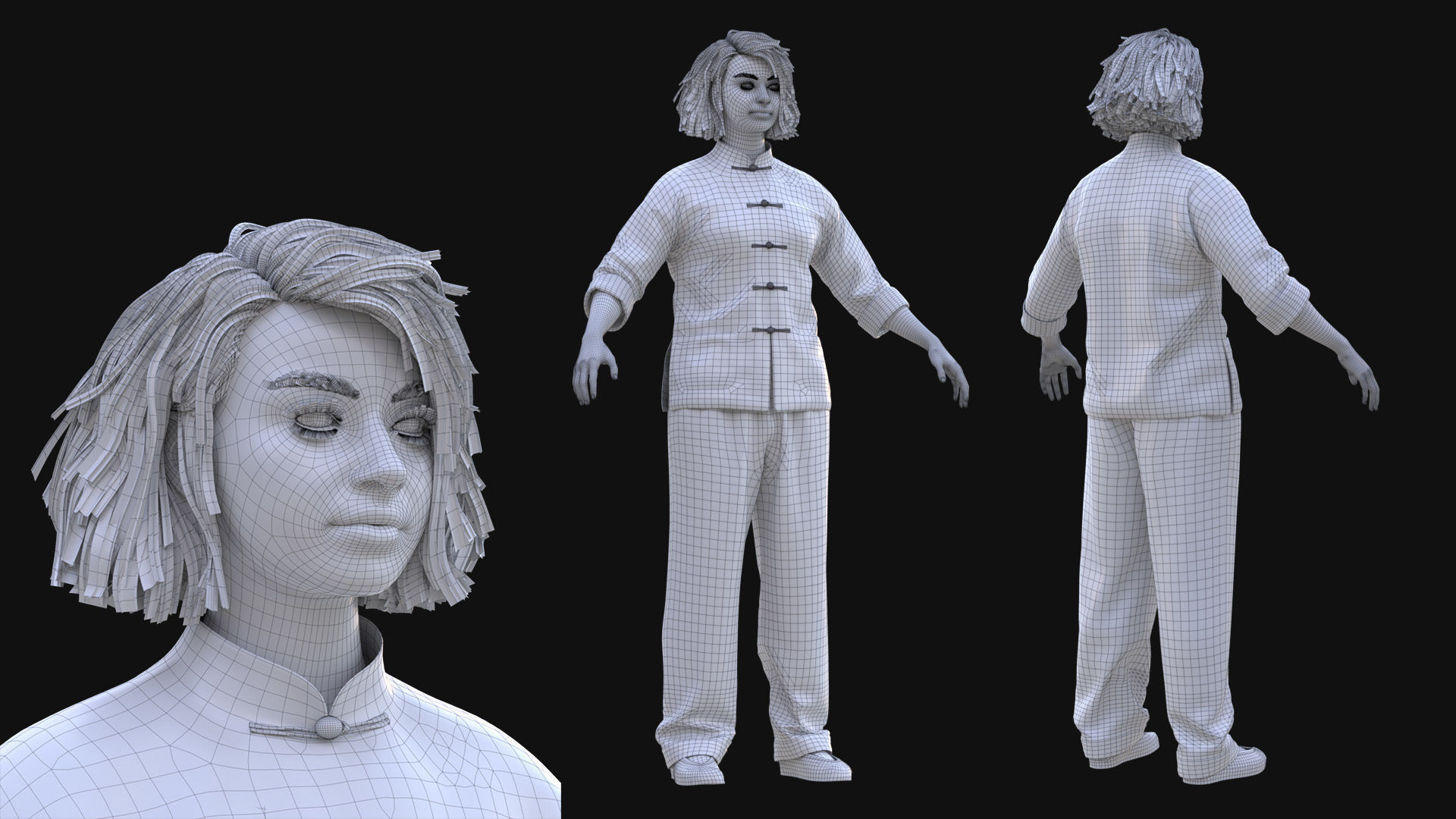 Woman - Martial Uniform 6 - Modular - Rigged Low-poly 3D model_14