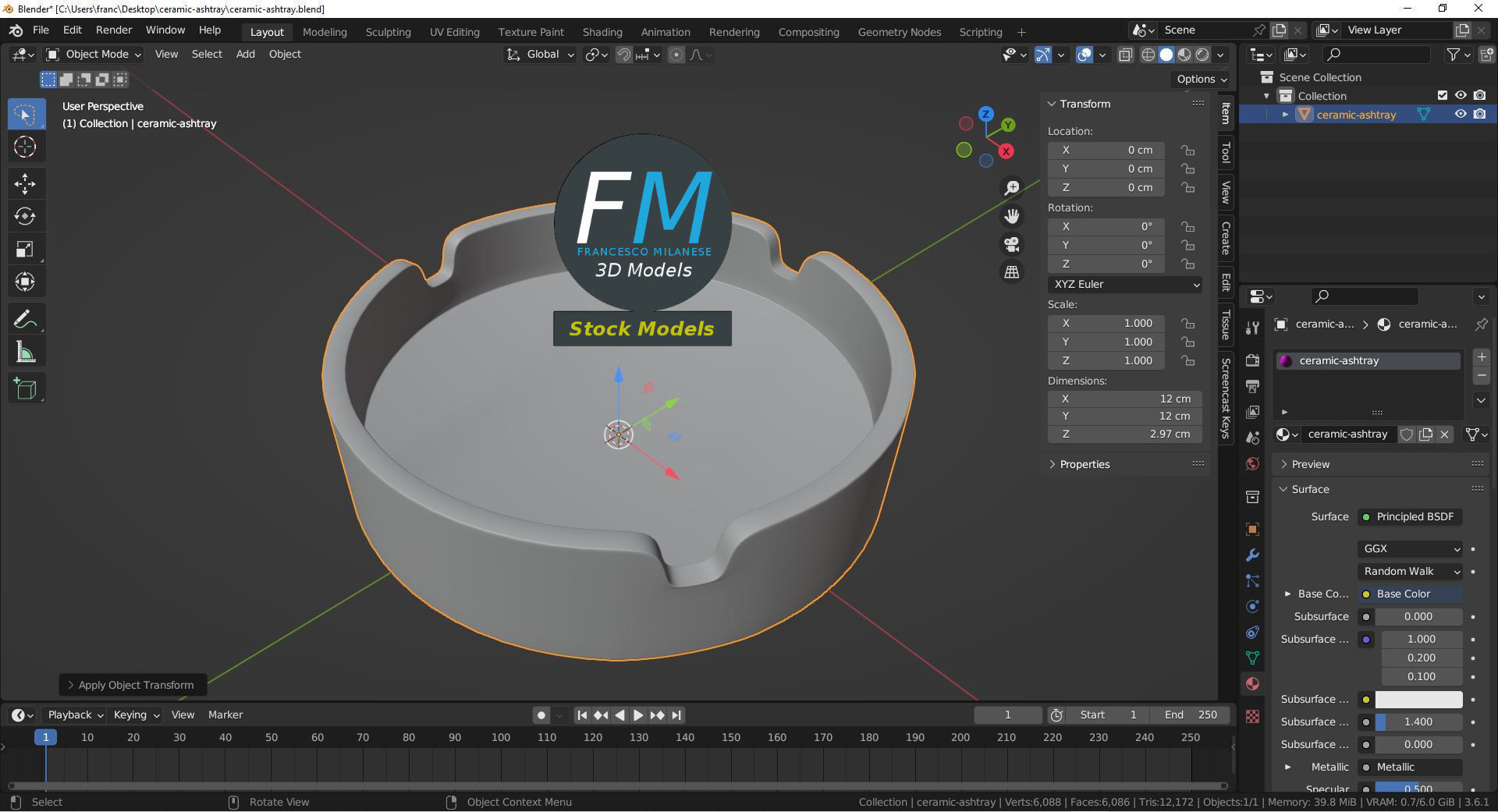 Ceramic ashtray 3D model_9