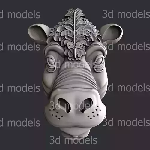 3d STL models for CNC or 3d printer hippo decor P455 