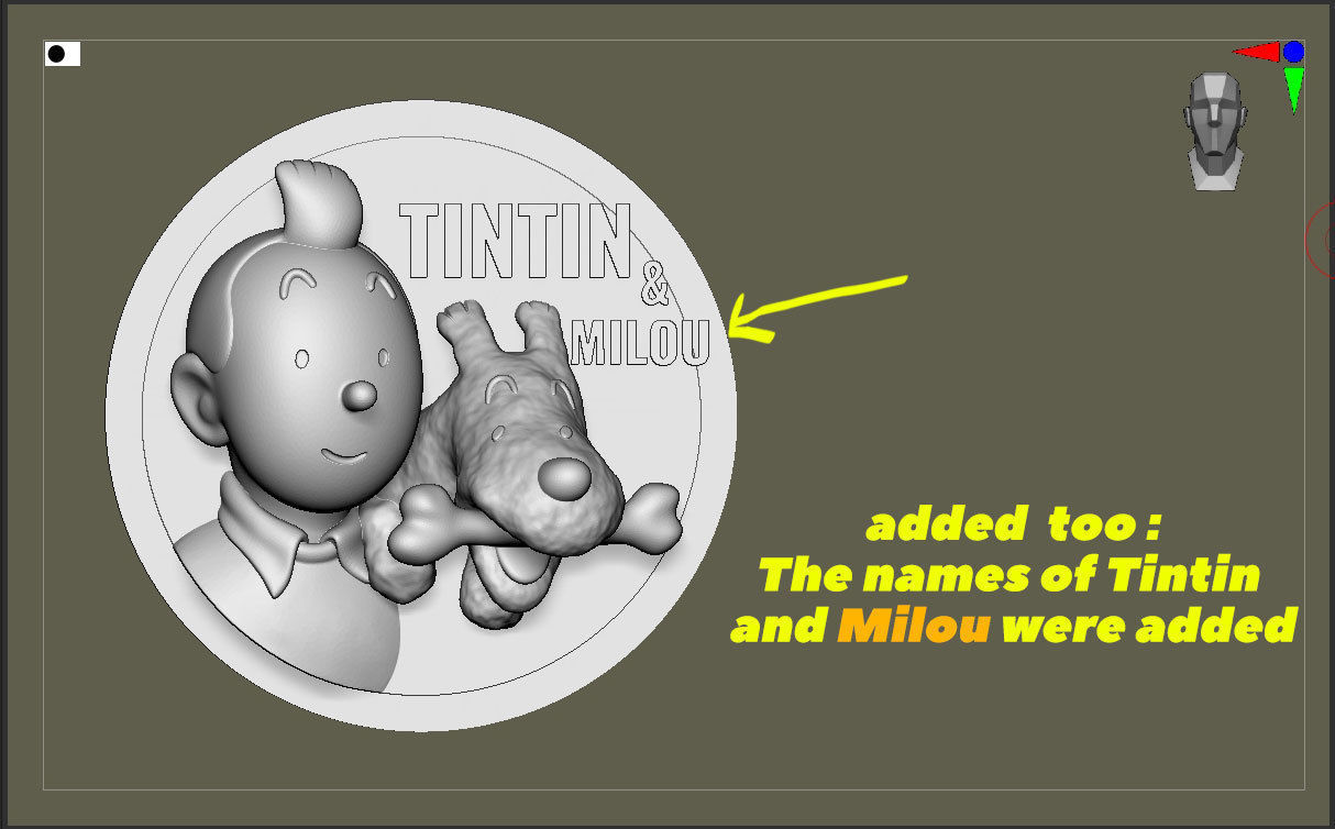 TINTIN and Snowy Or Milou Wall relief 3D printable STL file 3D print model_8