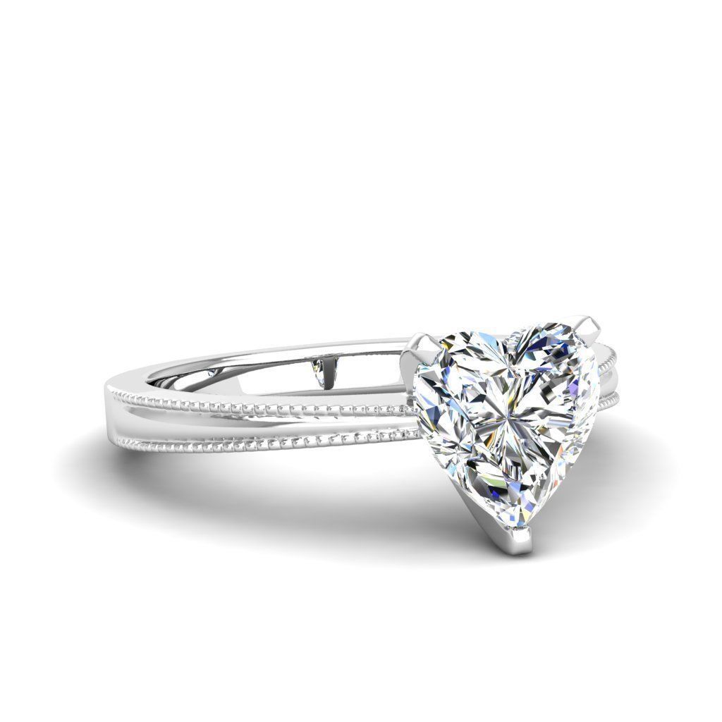Engagement ring Lucia heart 3D print model_6
