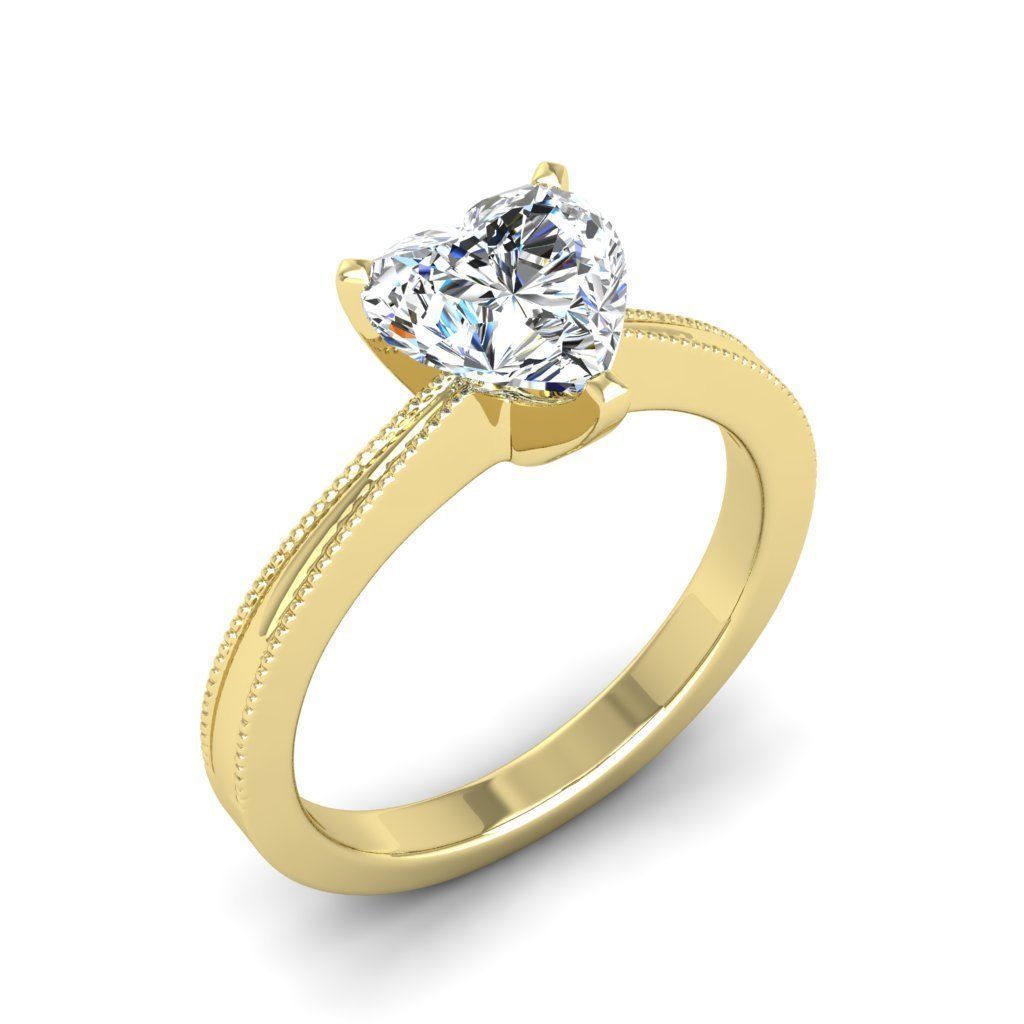 Engagement ring Lucia heart 3D print model_8