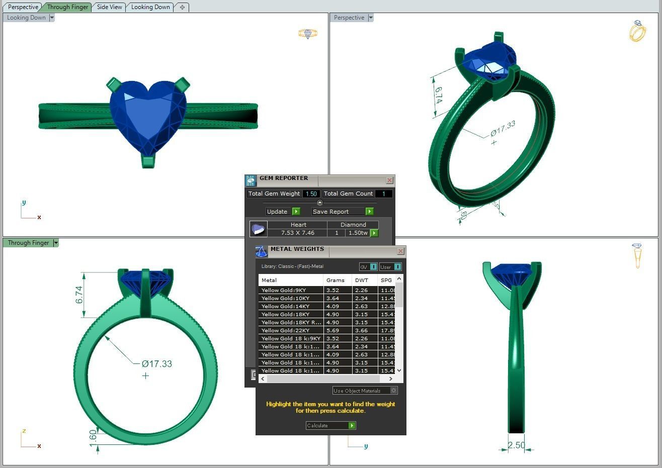 Engagement ring Lucia heart 3D print model_3
