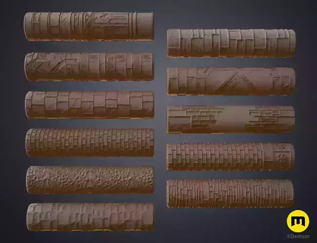 DnD terrain rollers Walls and Surfaces 3D print model