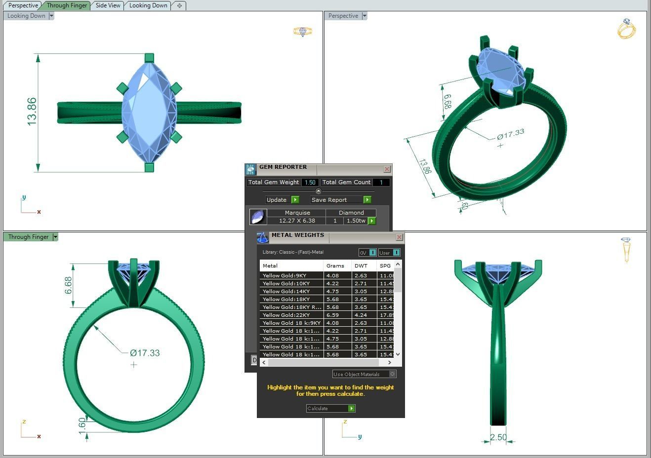 Engagement ring Lucia marquise  3D print model_3