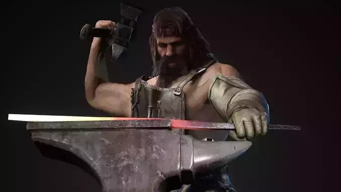 Blacksmith Low-poly 3D model