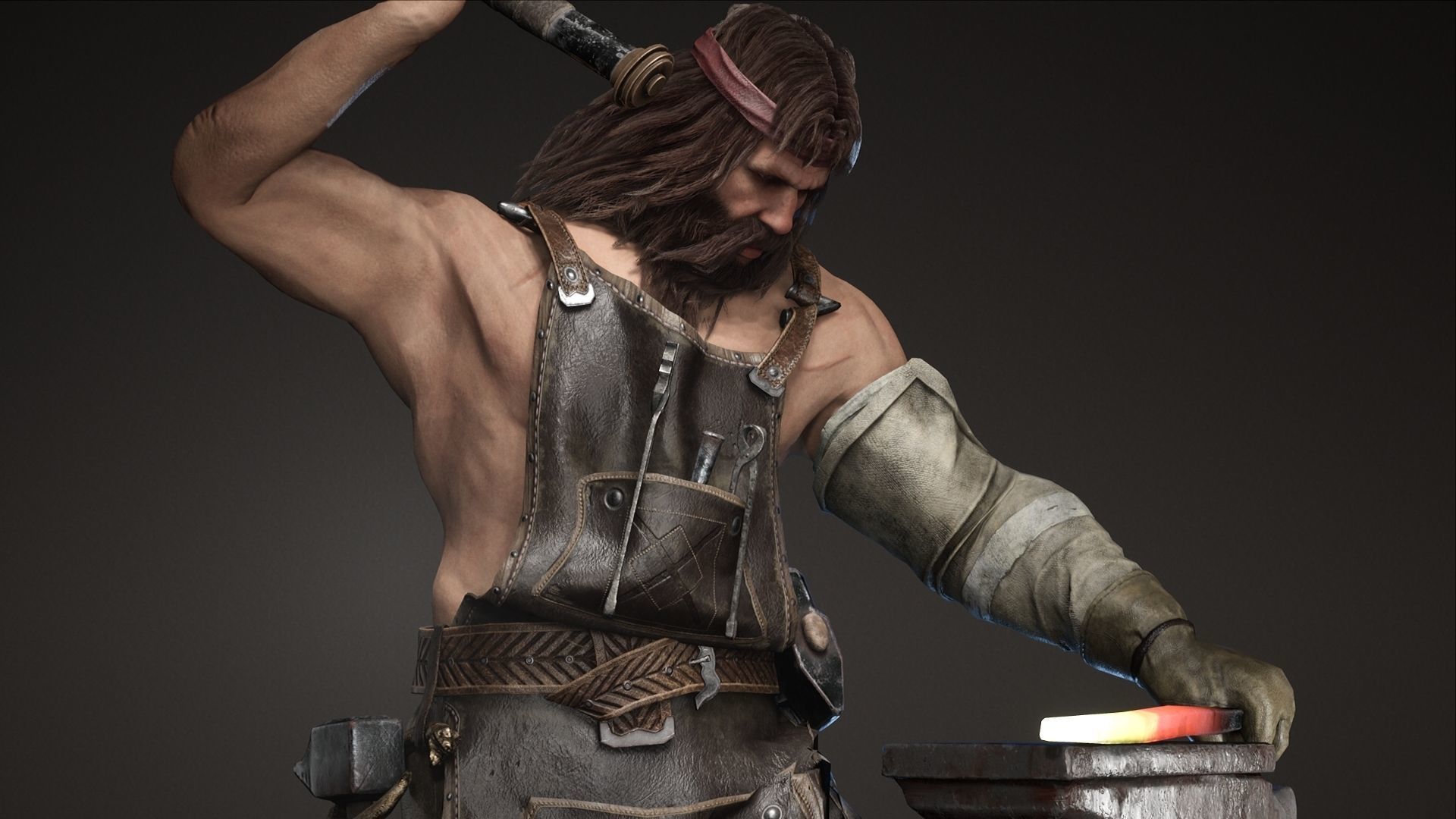 Blacksmith Low-poly 3D model_8