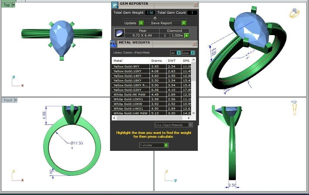 Engagement ring Lucia pear 3D print model_3