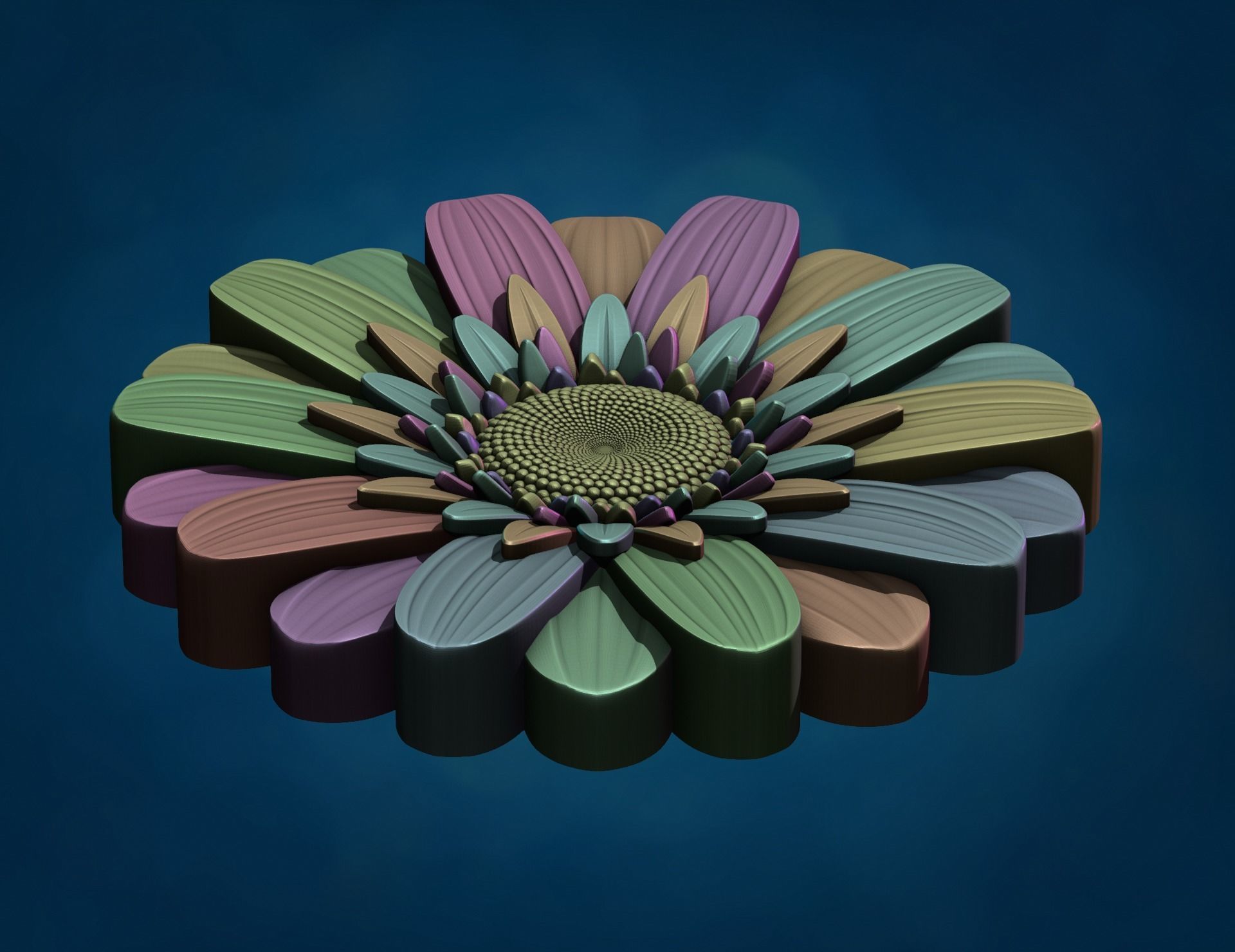 Daisy Gerbera Flower 3D print model_9