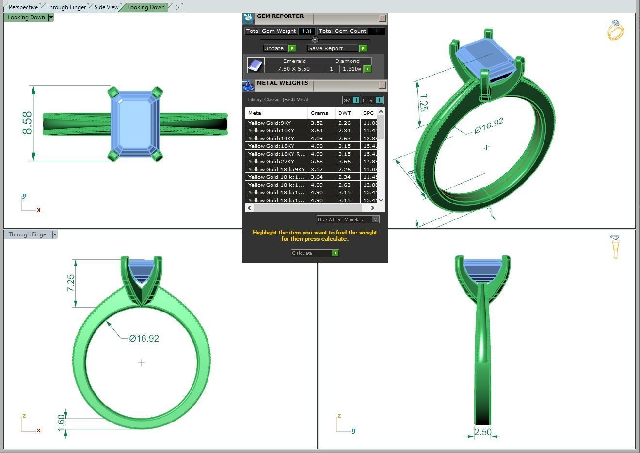 Engagement ring Lucia emerald 3D print model_4