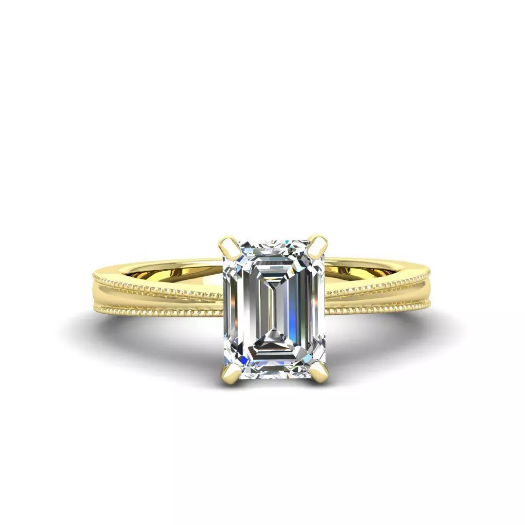 Engagement ring Lucia emerald 3D print model_0